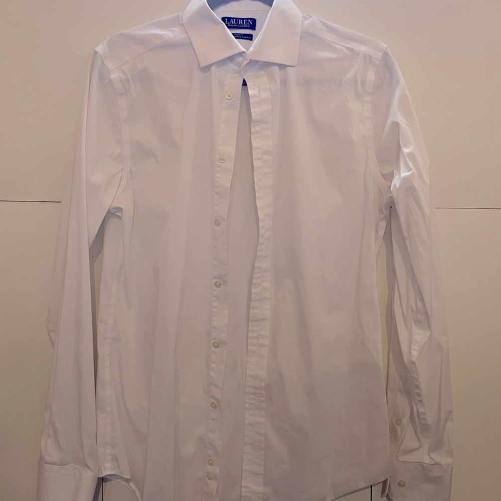 Ralph Lauren men’s large solid white button up long sleeve shirt